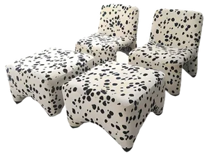 Mid-Century Lounge Chairs and Ottomans Set, 1960s, Set of 4