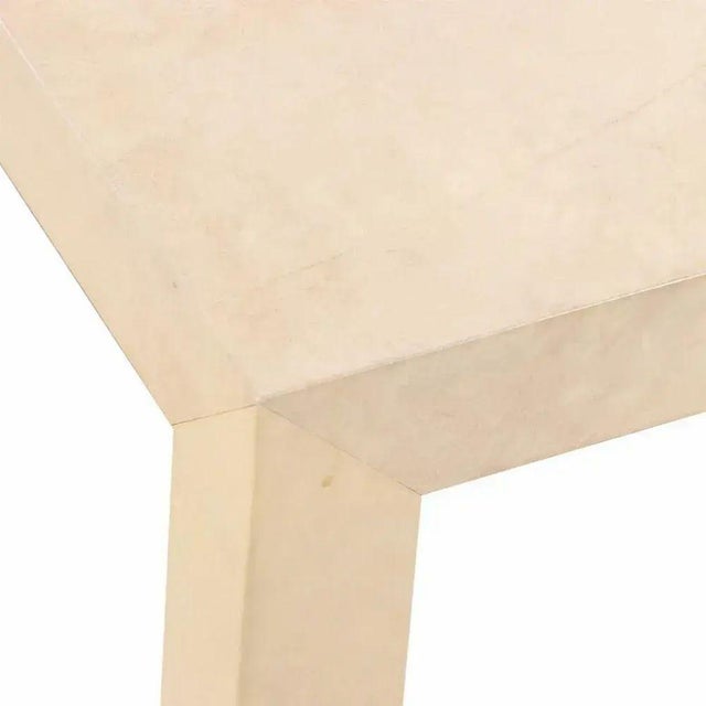 2000 - 2009 A Large Parchment Covered Coffee or End Table in the Manner of Samuel Marx. For Sale - Image 5 of 5