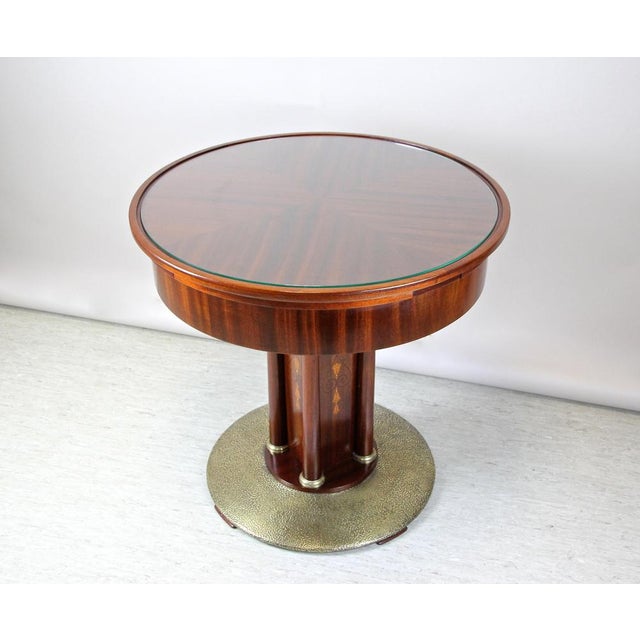 Art Nouveau Mahogany Gaming Table with Hammered Brass Base, Austria, 1910s For Sale - Image 3 of 14