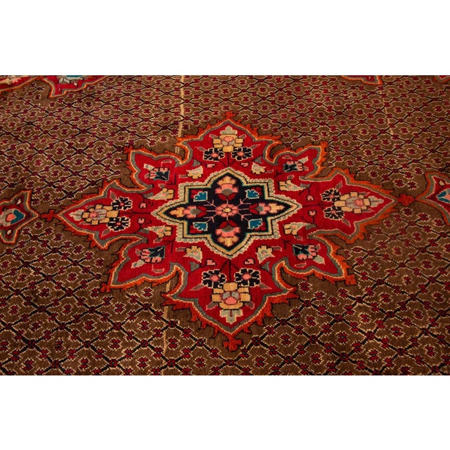 Mid 20th Century Mid 20th Century Vintage Persian Handmade Brown Floral Wool Rug For Sale - Image 5 of 8