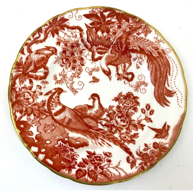 Ceramic Royal Crown Derby Red Aves Collection Set of 3 Porcelain Plates For Sale - Image 7 of 10