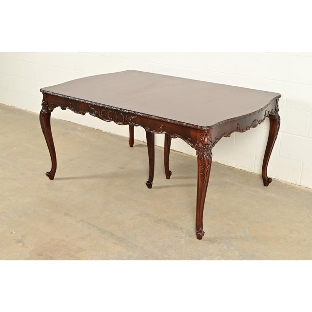 Brown Romweber French Provincial Louis XV Mahogany Extension Dining Table, Newly Refinished For Sale - Image 8 of 13