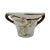 Beautiful vintage pottery piece. This flared white planter has textured wood like handles and embossed flower motif in...