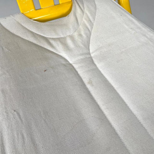 Italian Postmodern Folding Tub Chair in Yellow Wood and Beige Fabric, 1980s For Sale - Image 15 of 18