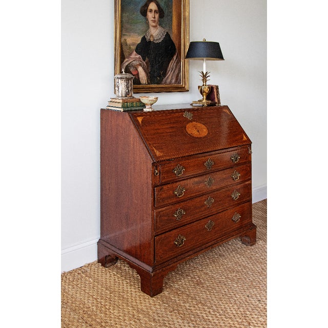 English English George III Mahogany Slant-Front Secretary Desk | Ca. 1780s For Sale - Image 3 of 7