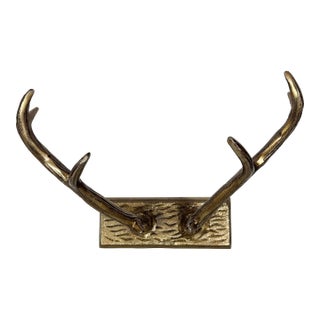 Vintage Brass Deer Antler Wall Hook For Sale