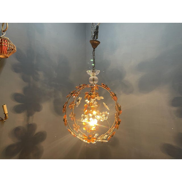 Vintage Pendant with Amber and Transparent Crystals For Sale - Image 3 of 18