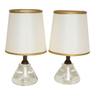 Vintage Diminutive Italian Blown Art Glass Boudoir Bedside Table Lamps - a Pair For Sale
