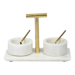Ellie Marble Condiment Bowls with Spoons, 5 Pieces