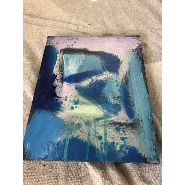 Contemporary Small Abstract Painting by Cassandra Auker. Acrylic on Stretched Canvas “Energy and Matter” For Sale - Image 6 of 12