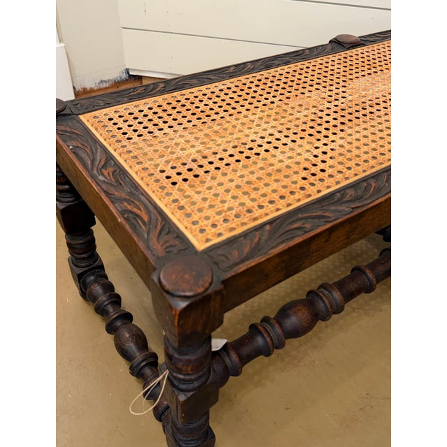 19th Century Antique English Cane Bench For Sale - Image 5 of 8