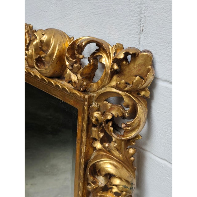 19th Century Cartoccio Wooden Mirror in Gold Leaf, 1850 For Sale - Image 10 of 12