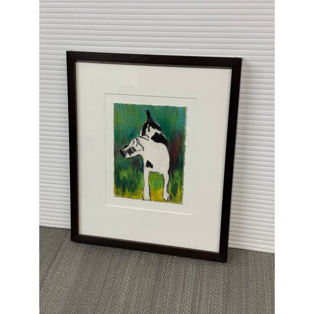 Design Plus Gallery presents a Mixed Media Black & White Dog. This expressive artwork depicts a black-and-white dog...