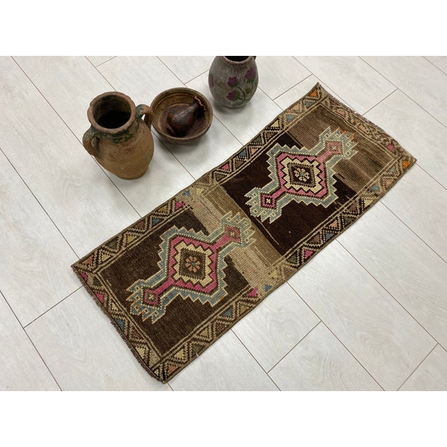 Turkish Geometric Area Small Carpet For Sale - Image 3 of 5
