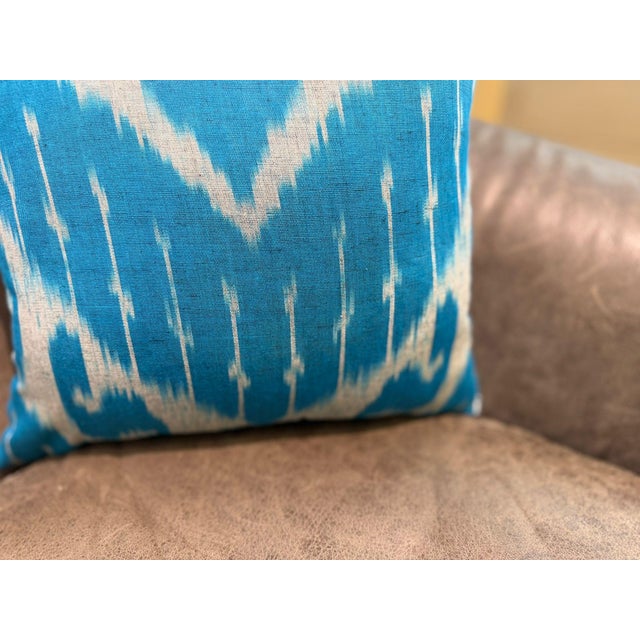 1990s Vintage Silk Ikat Square Cushion Cover For Sale - Image 5 of 13
