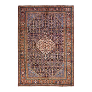 Rust Handmade Antique Persian Tabriz Wool Rug With Allover Motif For Sale