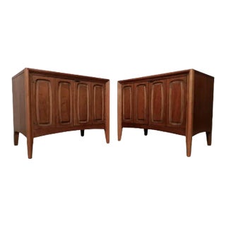 Two-Door Two-Tone Midcentury Side Tables For Sale