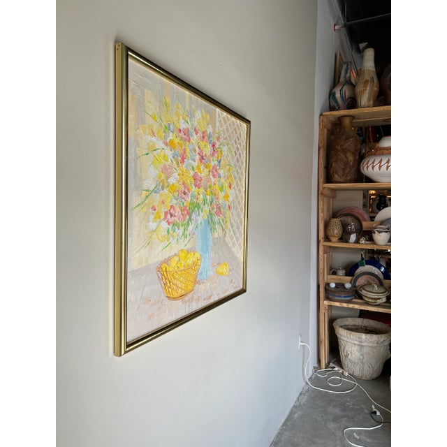 This is one of a kind original oil painting. Fantastic vintage impasto oil painting of a bouquet of flowers on a vase. You...