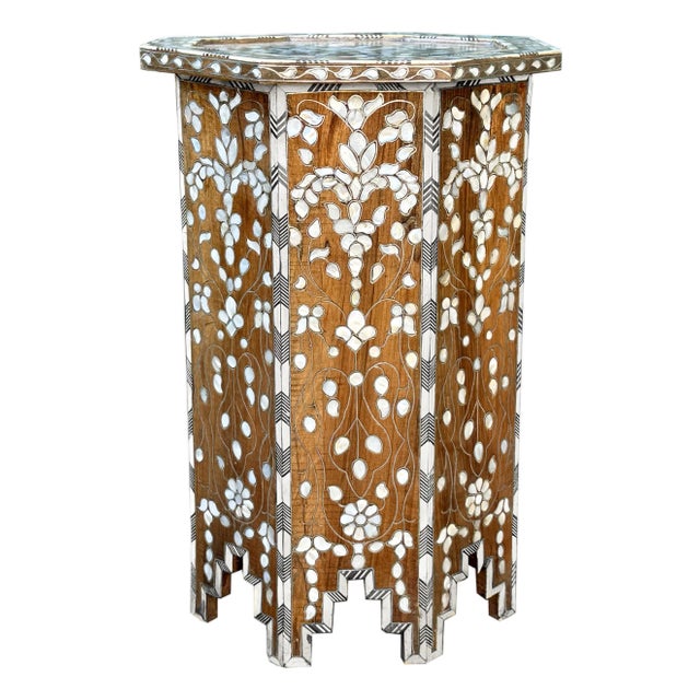 Antique Mother of Pearl Inlaid Octagon Side Table For Sale