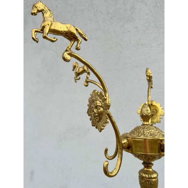 1970s Victorian Style Brass Free Standing Coat Rack with Horses Decoration, 1960s For Sale - Image 5 of 12