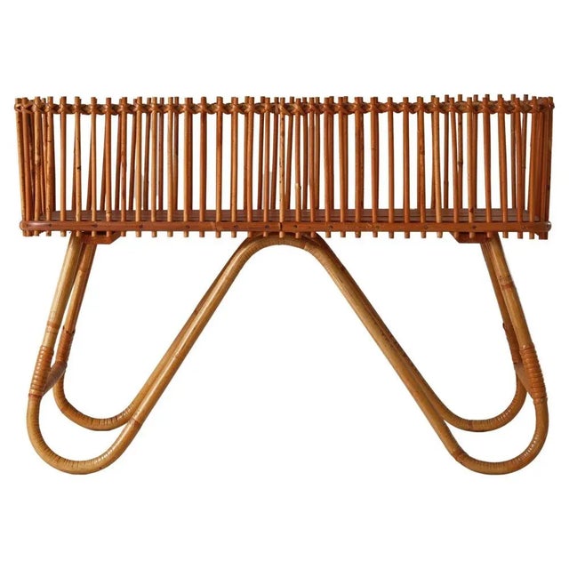 Handwoven Wicker Rattan Planter, Denmark, 1940s For Sale - Image 13 of 13