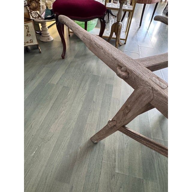 Greige Antique Hand-Carved Wooden Wheelbarrow With Solid Wood Wheel, Chinese Folk Art For Sale - Image 8 of 11