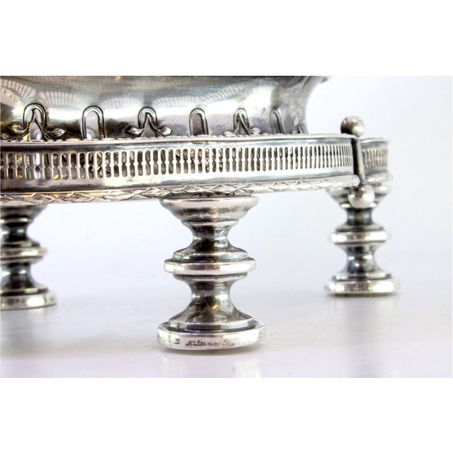 Silver and Cut Glass Fruit Bowl Centerpiece with Relief Masks and Applications For Sale - Image 5 of 10