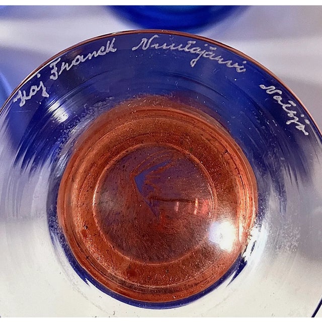 Designed 1972 Kaj Franck Modern Blue Orange Colorless Goblets - Set of 4 For Sale - Image 12 of 12