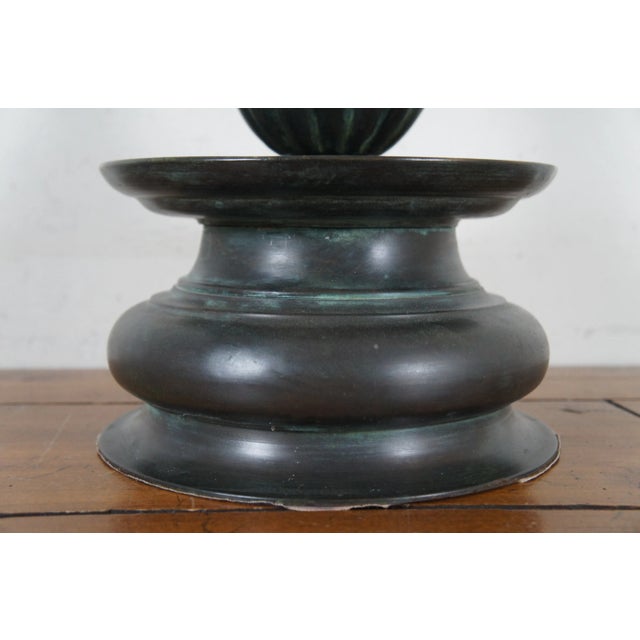 Vintage Maitland-Smith Heavy Bronze Altar Pillar Candlestick Candle Holder For Sale - Image 9 of 12
