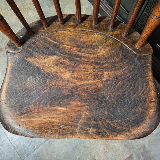 Wood Antique Fan Back Pennsylvania Windsor Chair For Sale - Image 7 of 8