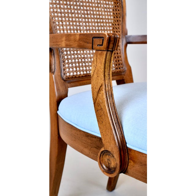 French Vintage French Louis XVI Style Cane Back Accent Armchair For Sale - Image 3 of 11
