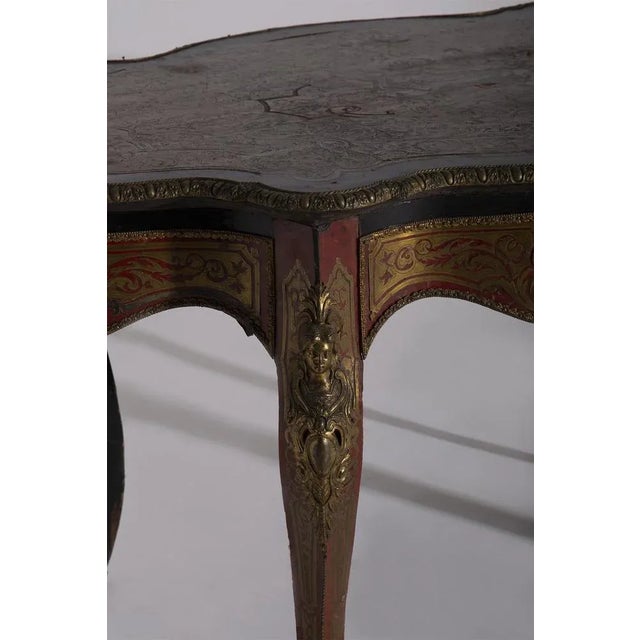 Napoleon IIV Boulle Style Panelled Desk in Walnut and Bronze, Late 1800s For Sale - Image 4 of 11