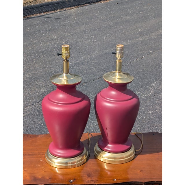20th Century Hollywood Regency Oxblood Red Table Lamp - a Pair For Sale - Image 4 of 4