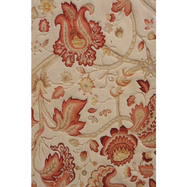 Textile Rug & Kilim’s Tudor Style Rug in Beige, Red & White Floral Pattern For Sale - Image 7 of 8
