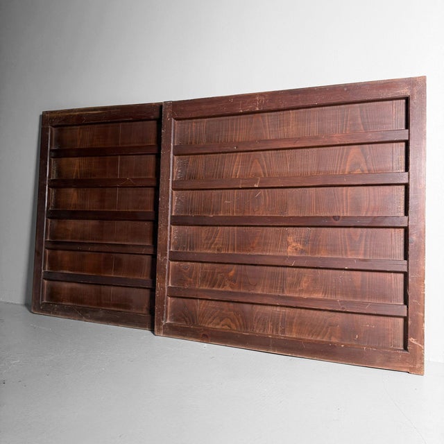 Contemporary Antique Japanese Wooden Wall or Door Panels, 1890s, Set of 2 For Sale - Image 3 of 11