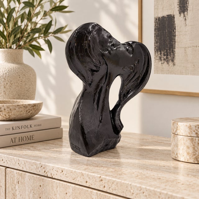 Restored Austin Productions Ceramic Sculpture "Faces of Love" Signed Fisher Circa 1980 Measurements: 13.75"T x 10"W x...