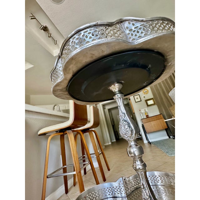 2-Tier Regency Silverplate Dessert/Beverage Etagere Display Table For Sale - Image 11 of 12