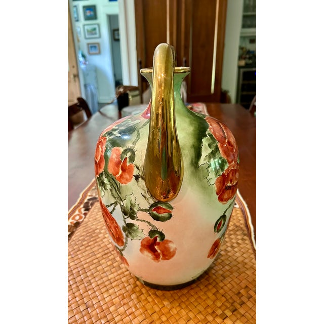 Limoges, France Antique Large French Limoges Vase With Poppies For Sale - Image 4 of 5