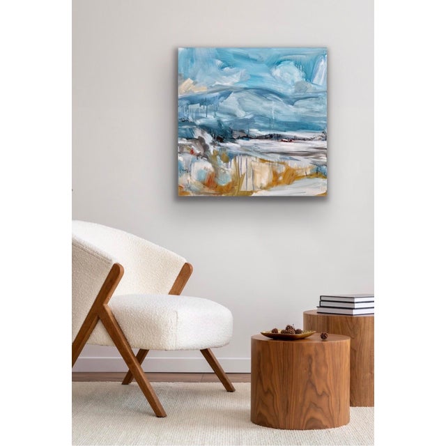 Nestled by Leigh Ann Van Fossan | Acrylic and charcoal on canvas of a rural landscape with a red barn For Sale - Image 4 of 5
