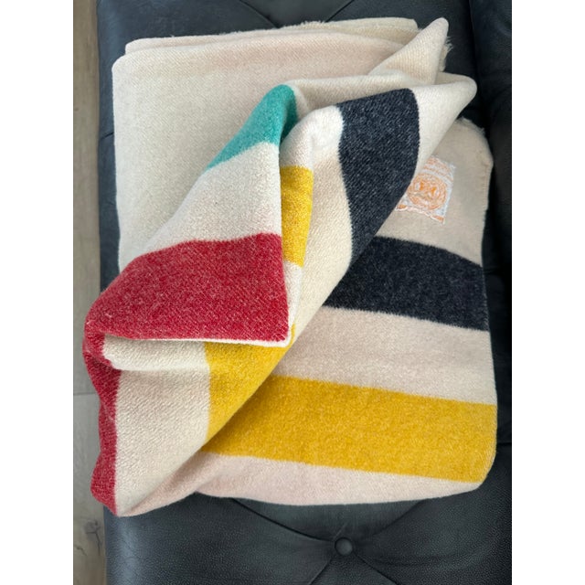 Hudson Bay Point 4 Point Striped Wool Blanket 1930's For Sale - Image 11 of 12