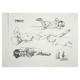 Cesare Maccari, Study for a Fresco, Lithograph, Early 20th Century For Sale