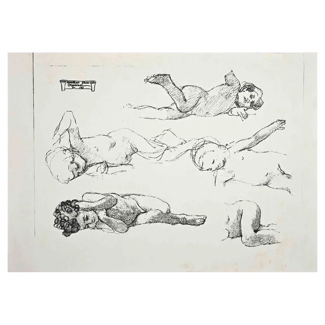 Cesare Maccari, Study for a Fresco, Lithograph, Early 20th Century For Sale