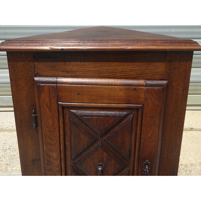 Antique Louis XIII Oak Corner Cabinet For Sale - Image 3 of 18