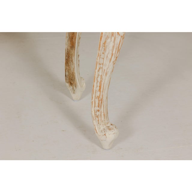 Rococo Style Painted Console Table with Carved Apron and Distressed Finish For Sale - Image 12 of 12