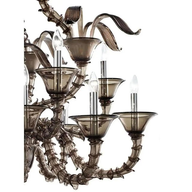 Handcrafted Modern Fumé Murano Glass Chandelier by Simoeng, in Exhibition Piece conditions. Designed from 2000 Up to 250V...