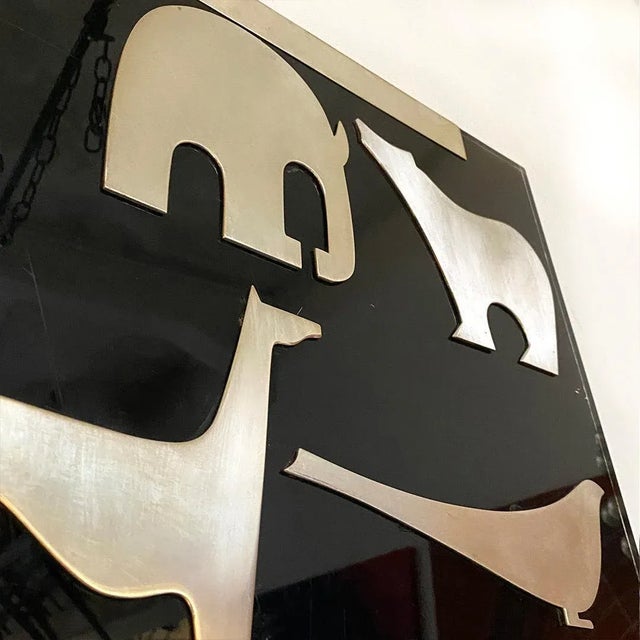 Italian Black Acrylic Glass Decorative Panel with Animal by Lino Sabattini, 1980s For Sale - Image 6 of 8