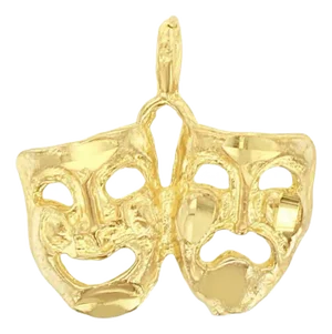 Double Theatre Mask Charm 10k Yellow Gold