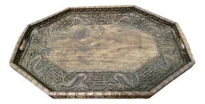 Oriental Folk Art Carved Dragon Tray, 1890s