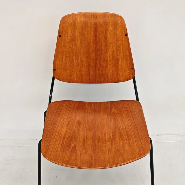 Vintage Black Metal & Plywood Dining Chairs by Augusto Bozzi for Saporiti, 1960s, Set of 6 For Sale - Image 11 of 18