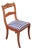 Early 20th Century Duncan Phyfe Style Rose Carved Mahogany Side Chair Blue Gingham For Sale
